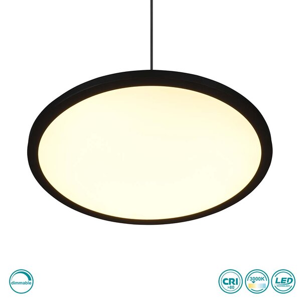 Φωτιστικό Κρεμαστό Trio Lighting Tray 340910132 Μαύρο Ματ (3000K)