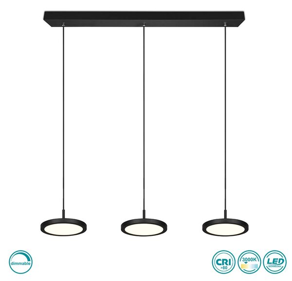 Φωτιστικό Κρεμαστό Trio Lighting Tray 340910332 Μαύρο Ματ (3000K)