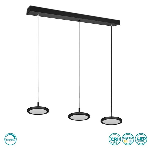 Φωτιστικό Κρεμαστό Trio Lighting Tray 340910332 Μαύρο Ματ (3000K)