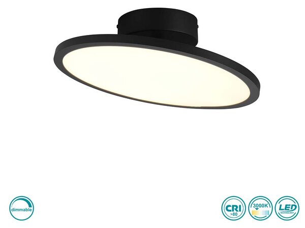 Φωτιστικό Οροφής Trio Lighting Tray 640910132 Μαύρο Ματ (3000K)