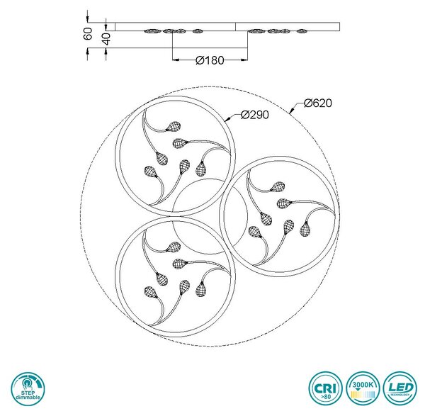 Φωτιστικό Κρεμαστό Trio Lighting Groovy 642110332 Μαύρο Ματ (3000K)