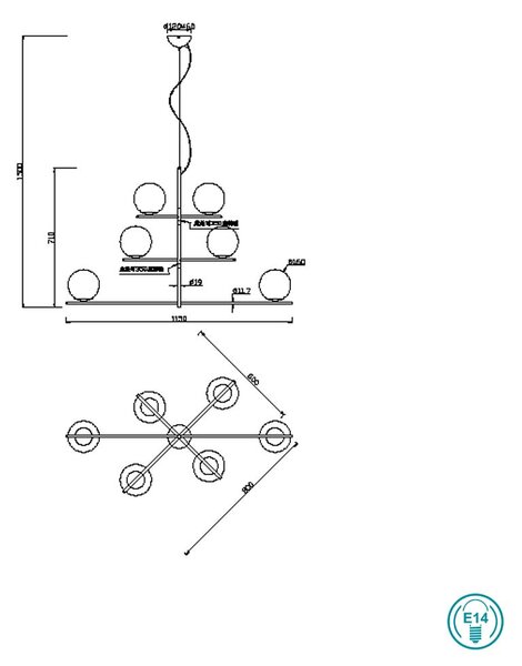 Φωτιστικό Κρεμαστό Trio Lighting Pure 302000608 Χρυσό Ματ