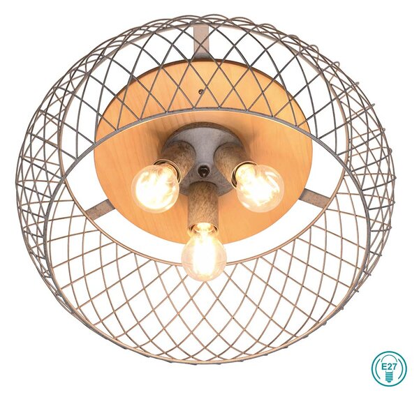 Φωτιστικό Οροφής Trio Lighting Tamil 611100367 Γκρι Πατίνα - Ξύλο