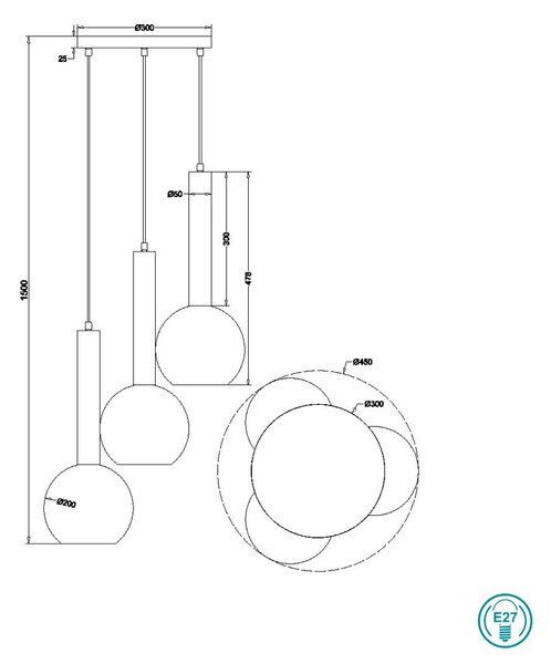 Φωτιστικό Κρεμαστό Trio Lighting Clayton 310390332 Μαύρο Ματ