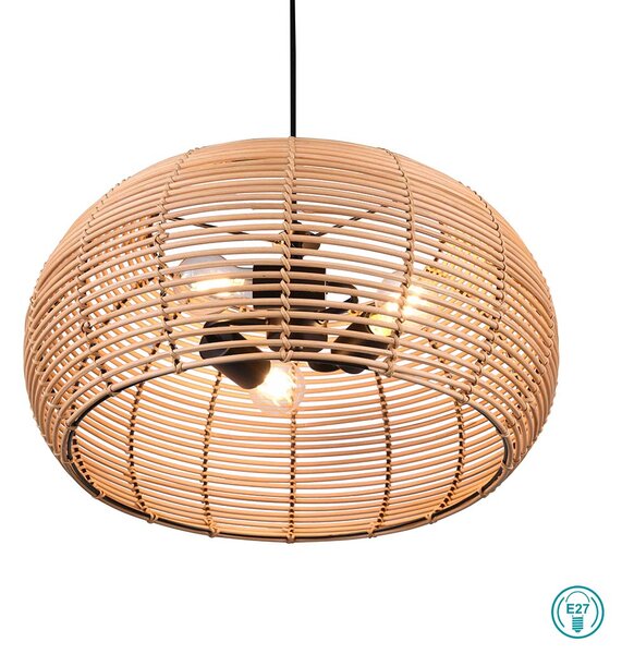 Φωτιστικό Κρεμαστό Vintage Industrial Trio Lighting Inga 312200336 Φυσικό Rattan