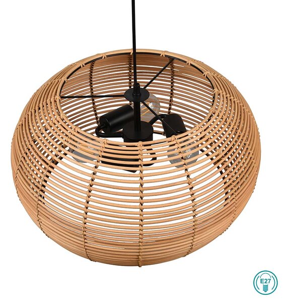 Φωτιστικό Κρεμαστό Vintage Industrial Trio Lighting Inga 312200336 Φυσικό Rattan