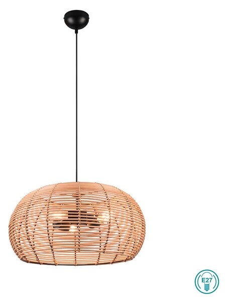 Φωτιστικό Κρεμαστό Vintage Industrial Trio Lighting Inga 312200336 Φυσικό Rattan