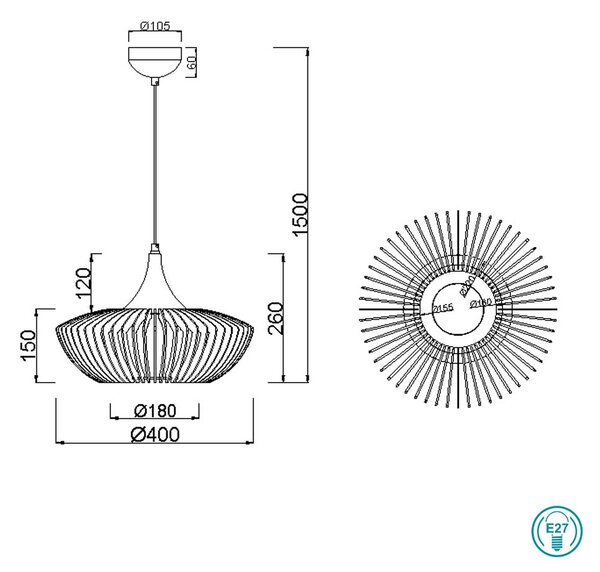 Φωτιστικό Κρεμαστό Vintage Industrial Trio Lighting Colino 315900142 Φυσικό Ξύλο