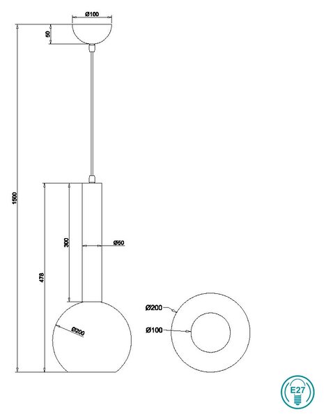 Φωτιστικό Κρεμαστό Trio Lighting Clayton 310300132 Μαύρο Ματ