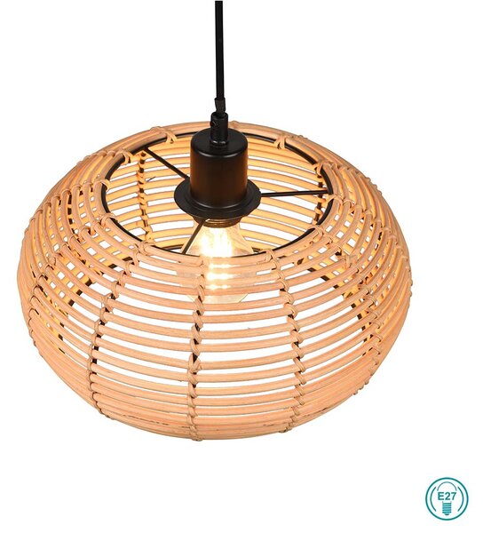 Φωτιστικό Κρεμαστό Vintage Industrial Trio Lighting Inga 312200136 Φυσικό Rattan