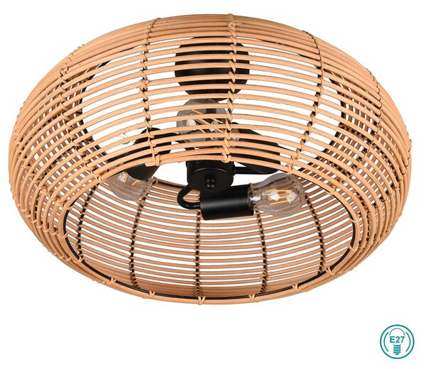 Φωτιστικό Οροφής Vintage Industrial Trio Lighting Inga 612200336 Φυσικό Rattan