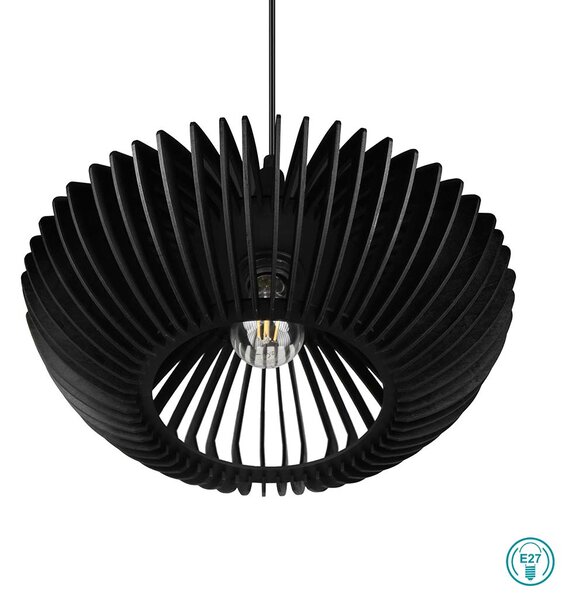 Φωτιστικό Κρεμαστό Vintage Industrial Trio Lighting Colino 315900132 Μαύρο Ματ Ξύλο