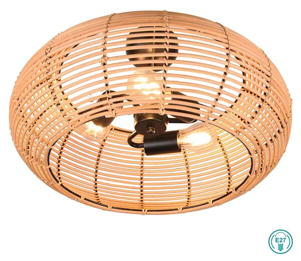 Φωτιστικό Οροφής Vintage Industrial Trio Lighting Inga 612200336 Φυσικό Rattan