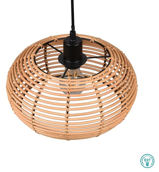 Φωτιστικό Κρεμαστό Vintage Industrial Trio Lighting Inga 312200136 Φυσικό Rattan