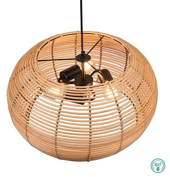 Φωτιστικό Κρεμαστό Vintage Industrial Trio Lighting Inga 312200336 Φυσικό Rattan