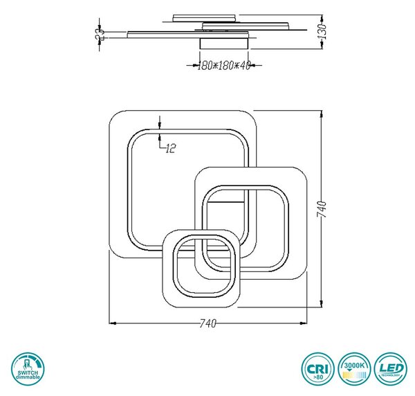 Φωτιστικό Οροφής Trio Lighting Lugo 642910380 Μαύρο Ματ - Χρυσό