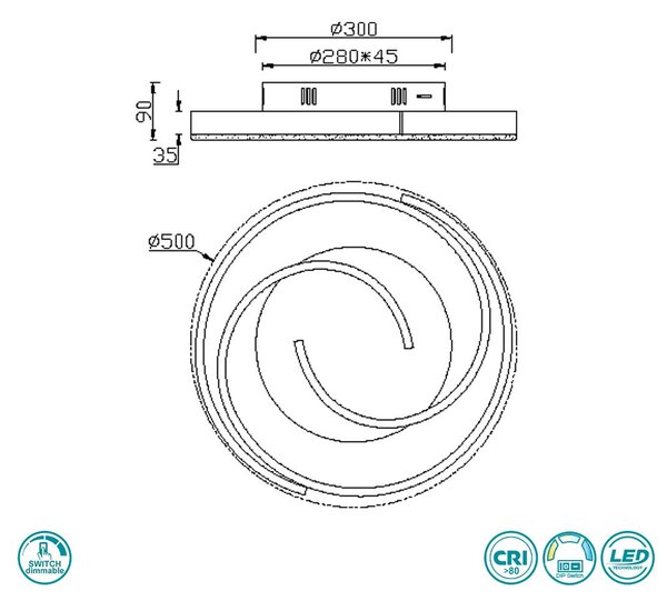 Φωτιστικό Κρεμαστό Trio Lighting Caya 641910205 Βουρτσιστό Αλουμίνιο