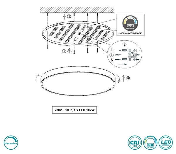 Φωτιστικό Οροφής Trio Lighting Waco 627417531 Λευκό Ματ