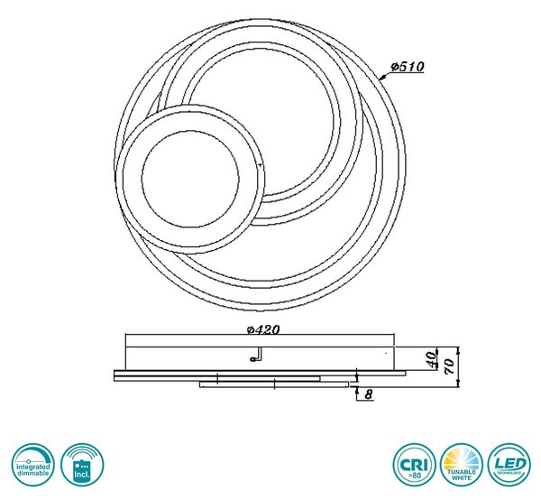 Φωτιστικό Οροφής Trio Lighting Mita 629210331