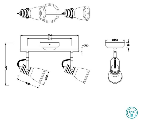 Σποτ Trio Lighting Steam 813400227 Λευκό Πατίνα