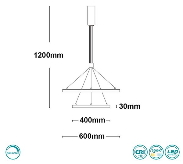 Φωτιστικό Κρεμαστό Sole Luce Empatia 2060662719 Μαύρο Ματ - Dimmable