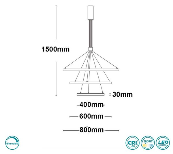 Φωτιστικό Κρεμαστό Sole Luce Empatia 2068013719 Μαύρο Ματ - Dimmable