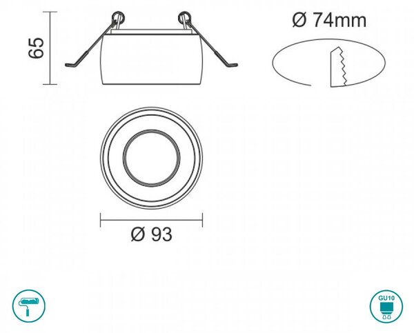 Φωτιστικό Σποτ Χωνευτό Γύψινο Spot Light Leros 6506