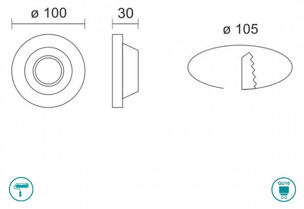 Φωτιστικό Σποτ Χωνευτό Γύψινο Spot Light Matos 5974