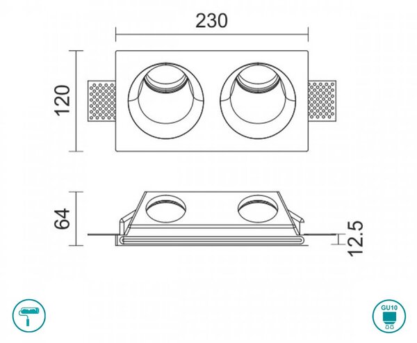 Φωτιστικό Σποτ Χωνευτό Γύψινο Spot Light Matos 6501