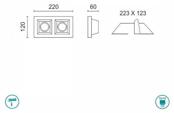 Φωτιστικό Σποτ Χωνευτό Γύψινο Spot Light Matos 5630