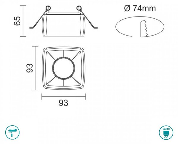 Φωτιστικό Σποτ Χωνευτό Γύψινο Spot Light Leros 6507