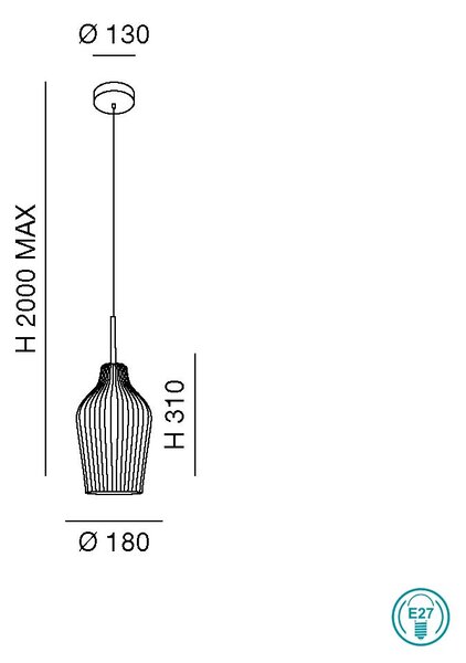 Φωτιστικό Κρεμαστό La Mia Luce Stintino 3724-40-125 Μελί