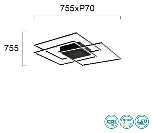 Φωτιστικό Οροφής Viokef Daniel 4263400 Μαύρο