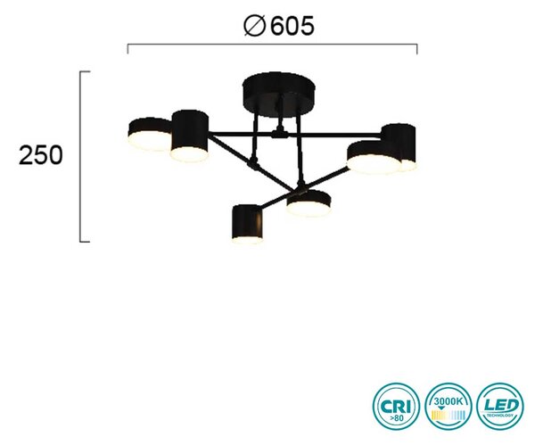 Φωτιστικό Οροφής Viokef Uno 4268200 Μαύρο