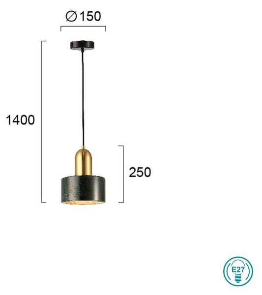 Φωτιστικό Κρεμαστό Μονόφωτο Viokef Marble 4266101 Μάρμαρο