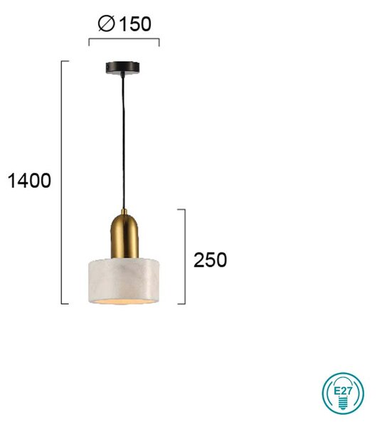 Φωτιστικό Κρεμαστό Μονόφωτο Viokef Marble 4266100 Μάρμαρο