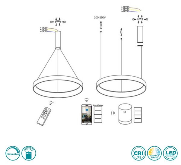 Φωτιστικό Κρεμαστό Home Lighting Amaya 77-8142 Λευκό Smart