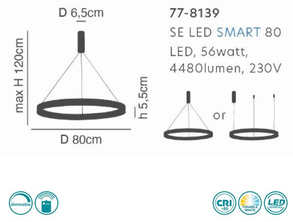 Φωτιστικό Κρεμαστό Home Lighting Amaya 77-8139 Μαύρο Smart