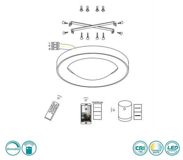 Φωτιστικό Οροφής Home Lighting Amaya 77-8155 Λευκό Smart