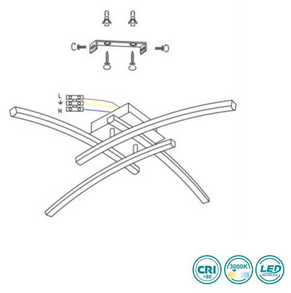 Φωτιστικό Οροφής Home Lighting Xena 77-8172 Χρυσό Ματ