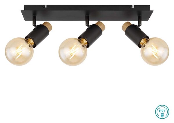 Απλίκα Globo Lighting Matti 54045-3 Μαύρο-Ξύλο