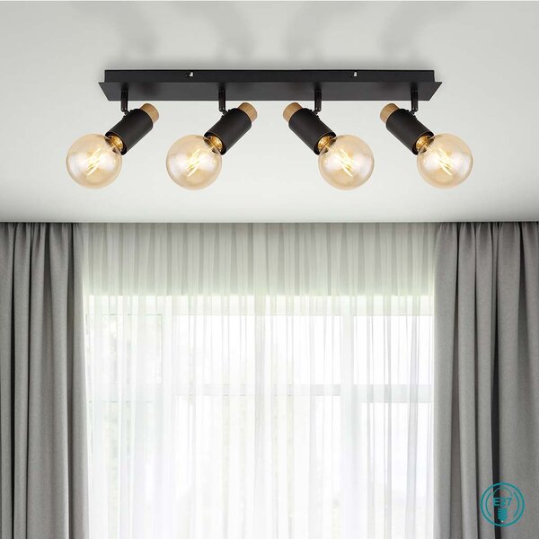 Απλίκα Globo Lighting Matti 54045-4 Μαύρο-Ξύλο