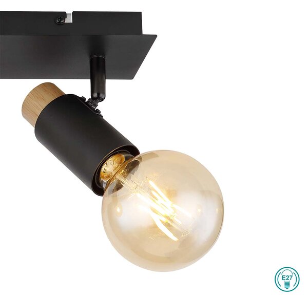 Απλίκα Globo Lighting Matti 54045-3 Μαύρο-Ξύλο