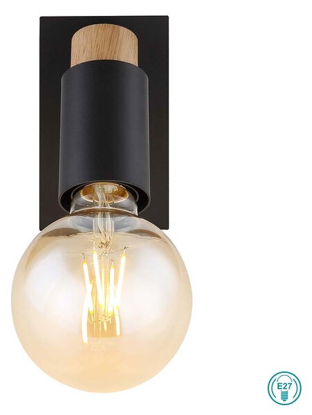 Απλίκα Globo Lighting Matti 54045-1 Μαύρο-Ξύλο