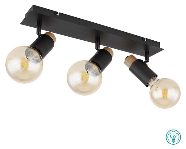 Απλίκα Globo Lighting Matti 54045-3 Μαύρο-Ξύλο