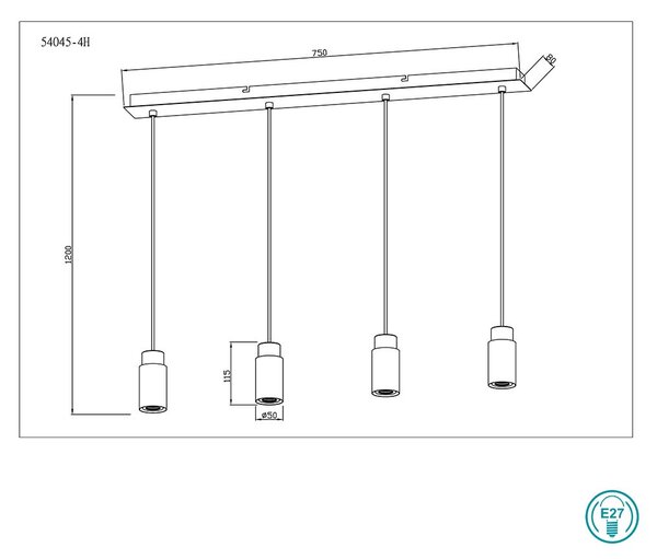 Φωτιστικό Κρεμαστό Globo Lighting Matti 54045-4H Μαύρο-Ξύλο