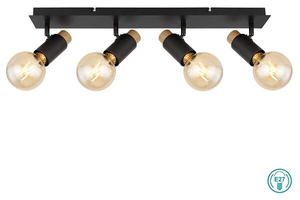 Απλίκα Globo Lighting Matti 54045-4 Μαύρο-Ξύλο