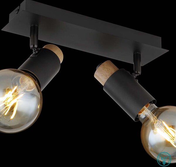 Απλίκα Globo Lighting Matti 54045-2 Μαύρο-Ξύλο