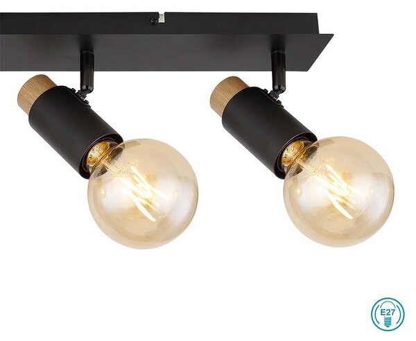 Απλίκα Globo Lighting Matti 54045-4 Μαύρο-Ξύλο