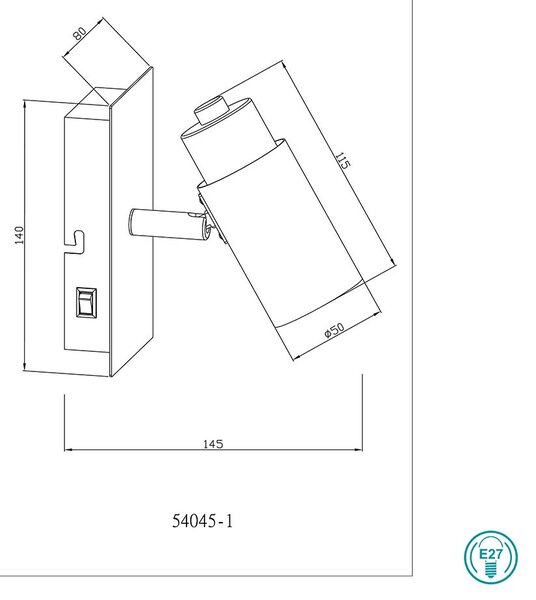 Απλίκα Globo Lighting Matti 54045-1 Μαύρο-Ξύλο